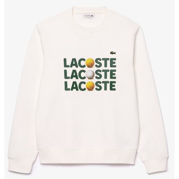 Lacoste Men's Classic Fit Sweatshirt W Wording Cake Flour White L